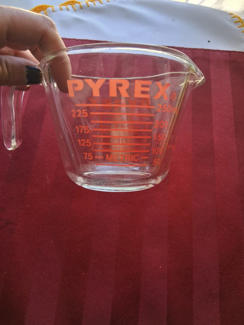 Pyrex Clear Glass Measuring Cup with Orange Markings